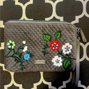Vera Bradley wristlet; gray with flowers